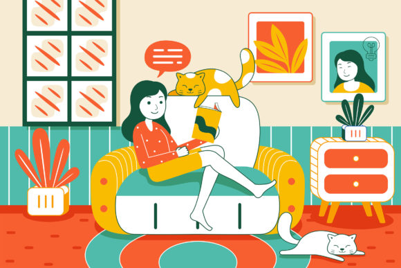 Stay at Home Vector Illustration 01: A Versatile Asset for Modern Digital and Print Design